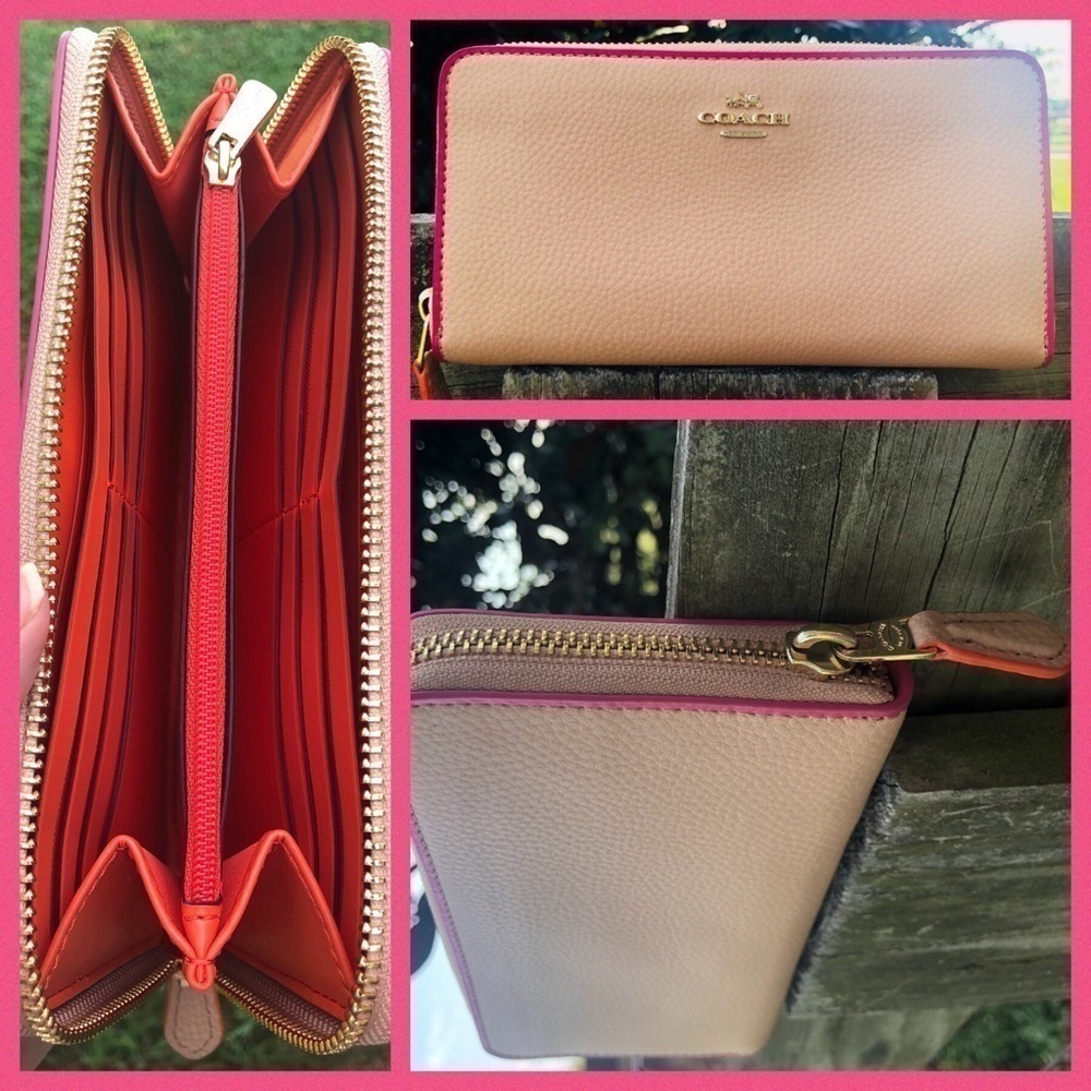 Coach Nude Edgepaint Beige Beechwood Pink Wallet - Picture 4 of 4